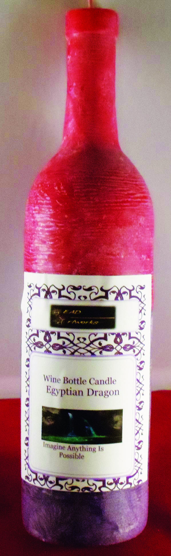 Candle Bottle Centerpiece Red and Purple